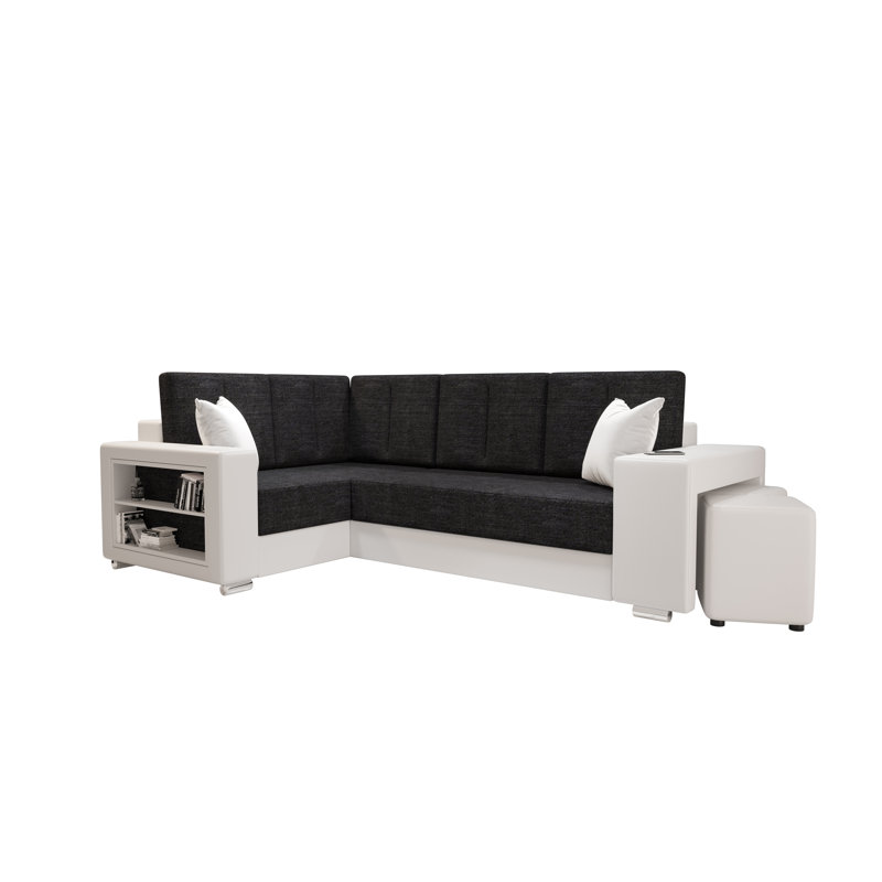 Birck 4 Seater Corner Sofa , Black/White - Kornet10 + SiouxWhite, Left -sided