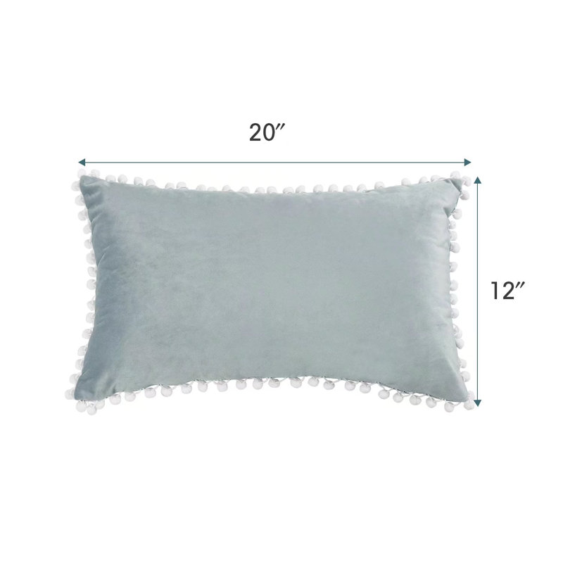 Rectangle Throw Pillow Cover With Pompom Light Gray, Light Gray
