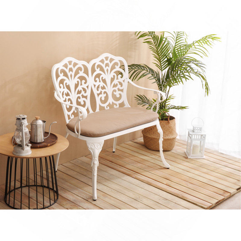 Banc de jardin en métal et aluminium, Blanc