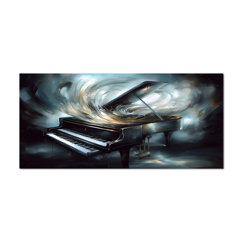 Piano abstrait I - musique, impressions sur toile, Toile tendue, H 28 po x l 60 po x P 1,5 po
