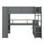 Lit mezzanine avec bureau et station de charge Lit mezzanine en bois massif avec tablettes de rangement et DEL-192097402