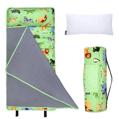 Wildkin Toddler Kids Nap Mat – Soft Microfiber Toddler Sleeping Mat with Pillow - Wild Animals