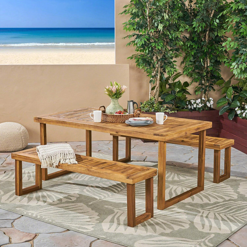 Ensemble repas d'extérieur en bois d'acacia