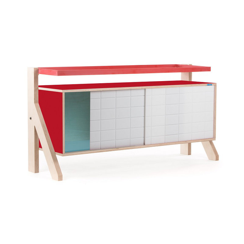 Leanne 3 Door Sideboard, Cherry Red and Blue/Red