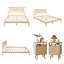 3-Piece Bedroom Set, Rattan Headboard Solid Wooden Bed with 2 Rattan Nightstands, Drawers & Open Shelf-1765907994