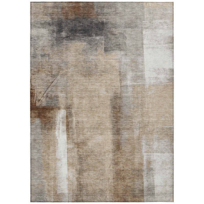 Machine Washable Indoor/Outdoor Xhevrie Beige Rug, Rectangle 2'6" x 3'10"