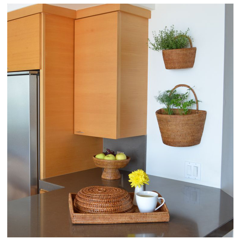 Panier mural Everard Kouboo, H 15,5 po x l 13 po x p 8 po, Brun miel