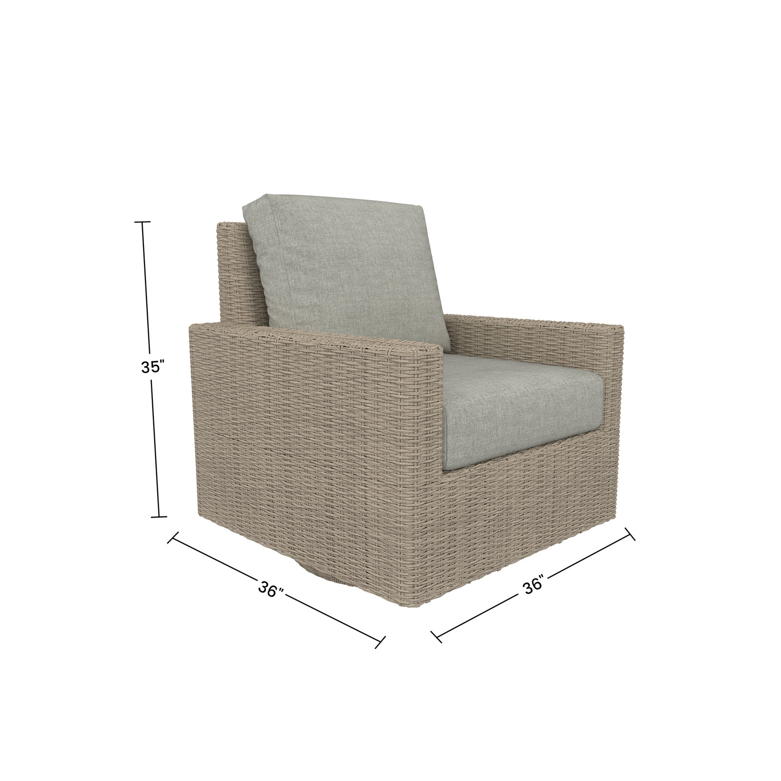 Hayes Sunbrella® Swivel Patio Lounge Chair, Canvas Granite, Solid Color