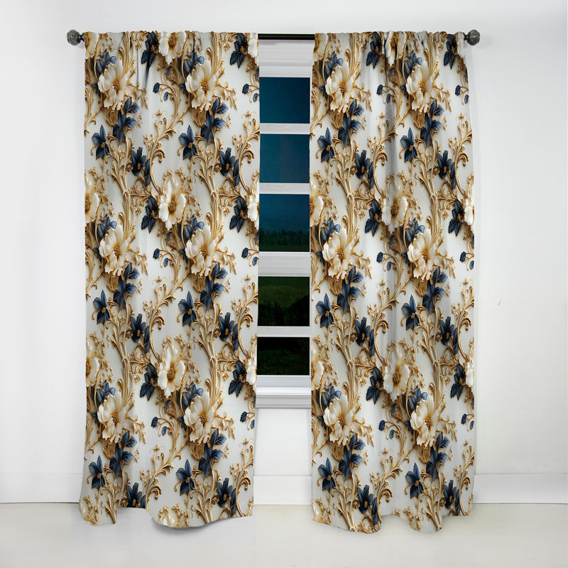 Blue Polyester Blackout Rod Pocket Window Panel 52" x 63"