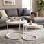 Table basse gigogne, ensemble de 2 tables basses rondes de 23,6 po, ensemble de tables gigognes en bois avec structure en métal, tables d'appoint pour le salon, la chambre et le balcon, blanc