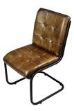 Chaise d'appoint en cuir fleur fendu de 22 po Ziyue, Cuir véritable châtaignier