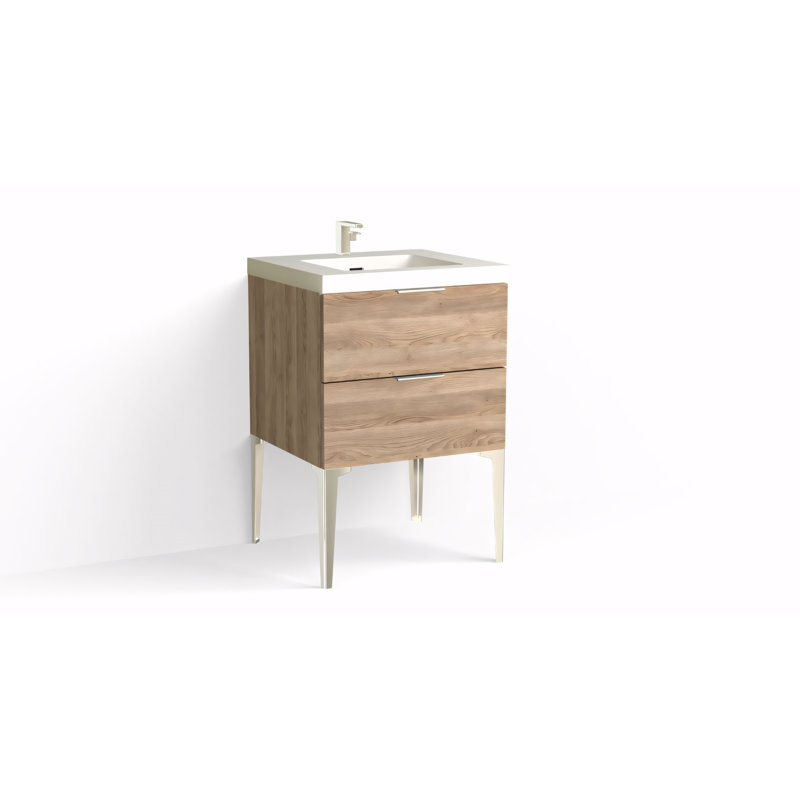 Avila 24" W Freestanding Single Bathroom Vanity with Dean Leg, Polished Nickel, Matte White/Single, Biondo