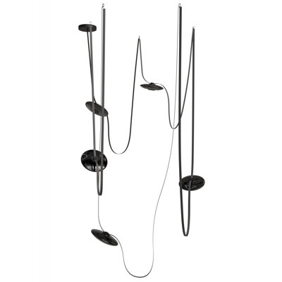 Fremont ​belt 5-light 551"l Pendant In Black/smoked Glass Disc