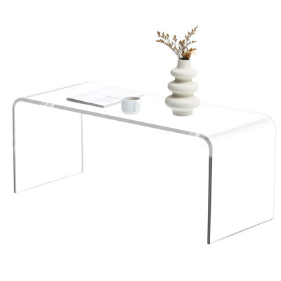 Clear Acrylic Bedside Table With Waterfall Feature - Functional 15mm Thick Display Construction