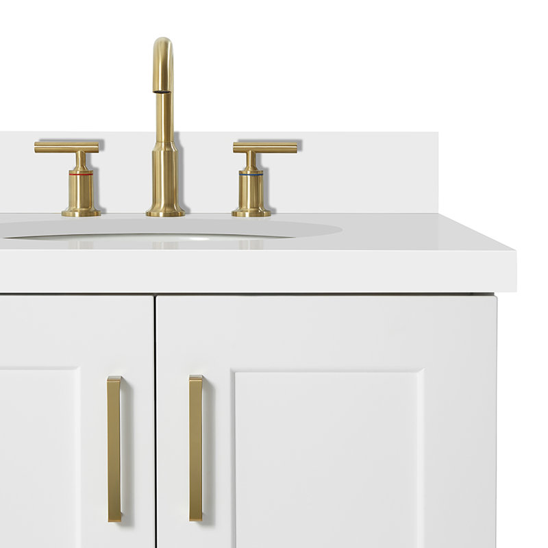 37 IN.  Single Bathroom Vanity, Right, Oval, White
