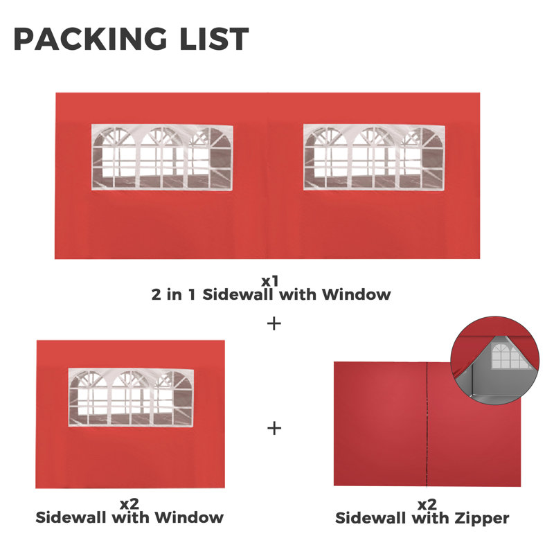 10x20 Pop Up Canopy Sidewalls, Red