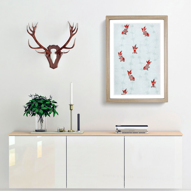 Goldfish by Watanabe Seitei - Picture Frame Painting Print, Oak Framed, 36cm H x 27cm W x 2cm D