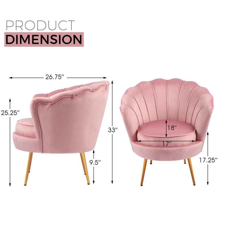 Raelynn Velvet Barrel Chair, Light Pink Velvet