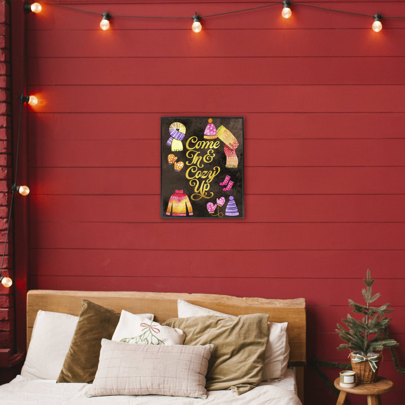 Cozy Comforts Sweaters Framed Giclee, design by Hillary Holt, 20" H x 16" W, Midnight Black Framed Giclee
