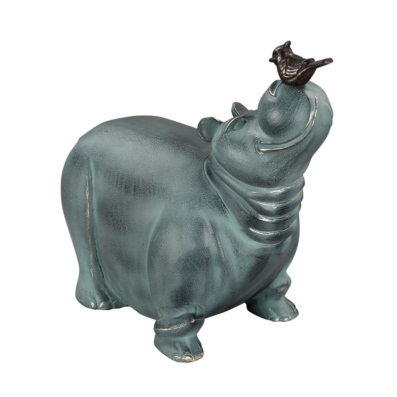 Statue de jardin hippopotame et ami