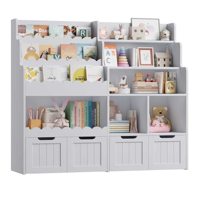 47.2" H Kids Storage Cabinet with 4 Removable Drawers, Gray