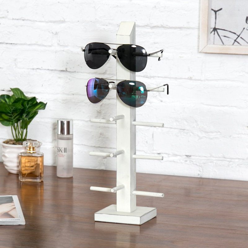 5-Pair Tabletop Sunglasses Tiered Jewellery Stand, White
