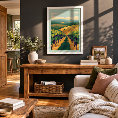 Vineyard at Harvest Rustic - Framed Print