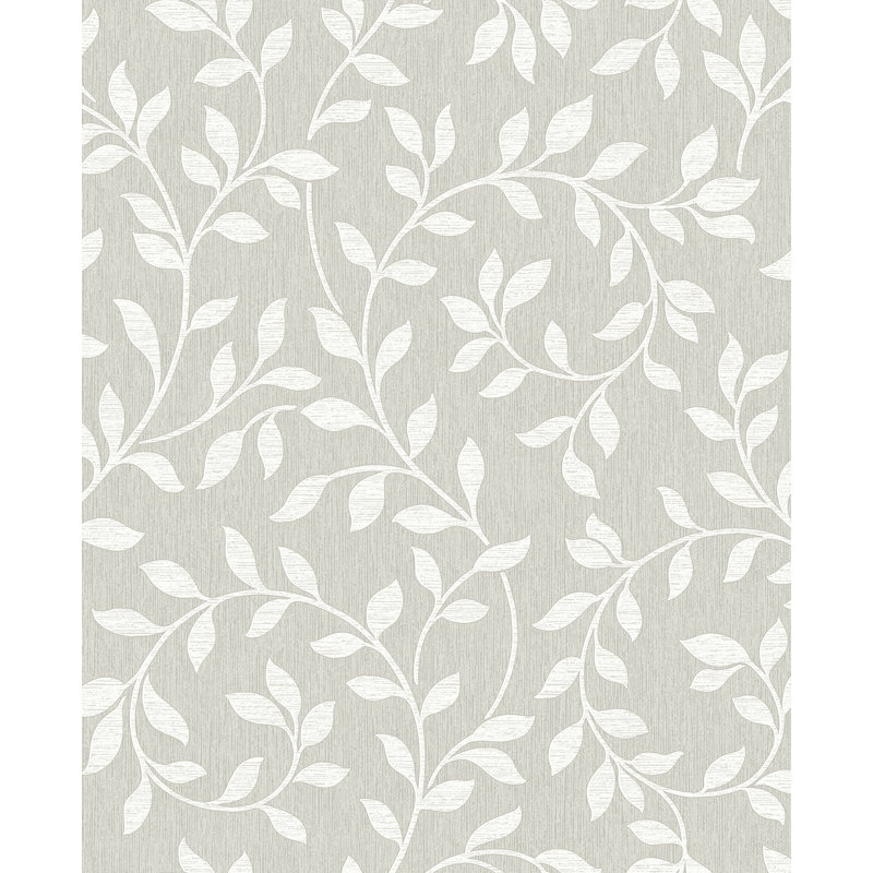 Rouleau de papier peint L 33 pi x l 20,5 po Margot Leaf Trail, Gris clair