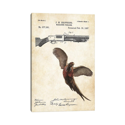 Art de chasse au faisan par brevet77 - impression sur toile tendue