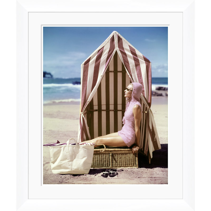 Vogue Magazine, "Model In Pink Swimsuit With Tent On Beach," Louise Dahl-Wolfe, January 15, 1959 Print by Louise Dahl-Wolfe