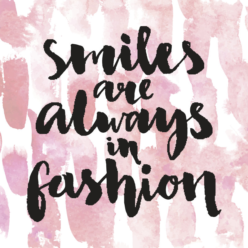 Smiles Inspirational Quote by Abc17 - Wrapped Canvas Print, 76cm H x 76cm W x 3.8cm D