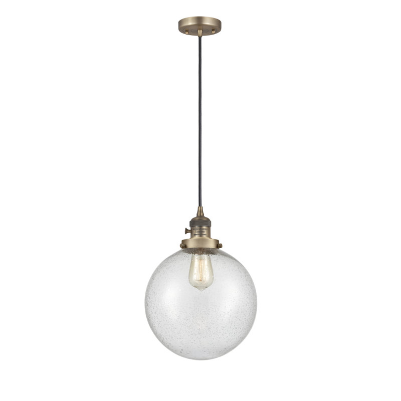 Luminaire suspendu sphère 1 lumière Lorri, H 13,63 po x l 10 po x P 10 po, Laiton brossé, DEL