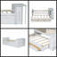 Lit simple blanc multifonctionnel avec bureau intégré, tablette de rangement, lit gigogne et 3 tiroirs - conception peu encombrante-1809234064