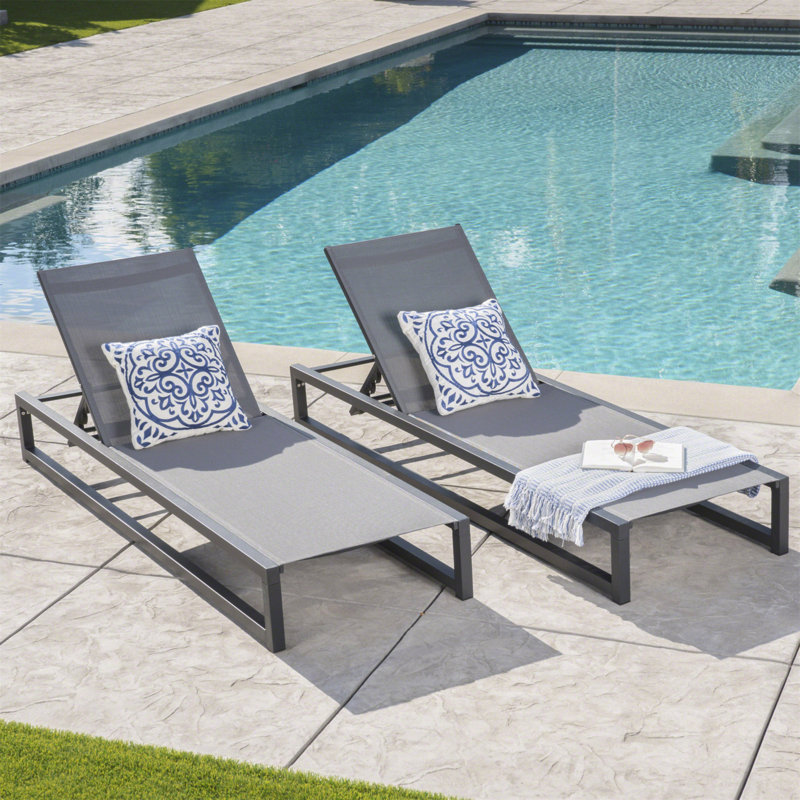 Méridienne VENISE CHAISE (ensemble de 2), Noir/gris, 2