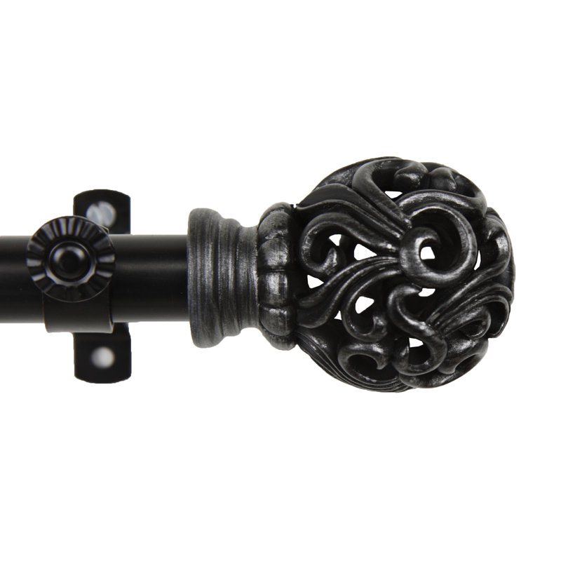 Tringle à rideaux simple pour baie vitrée à 6 côtés Hardaway, Noir, 28 po à 48 po (chaque côté)