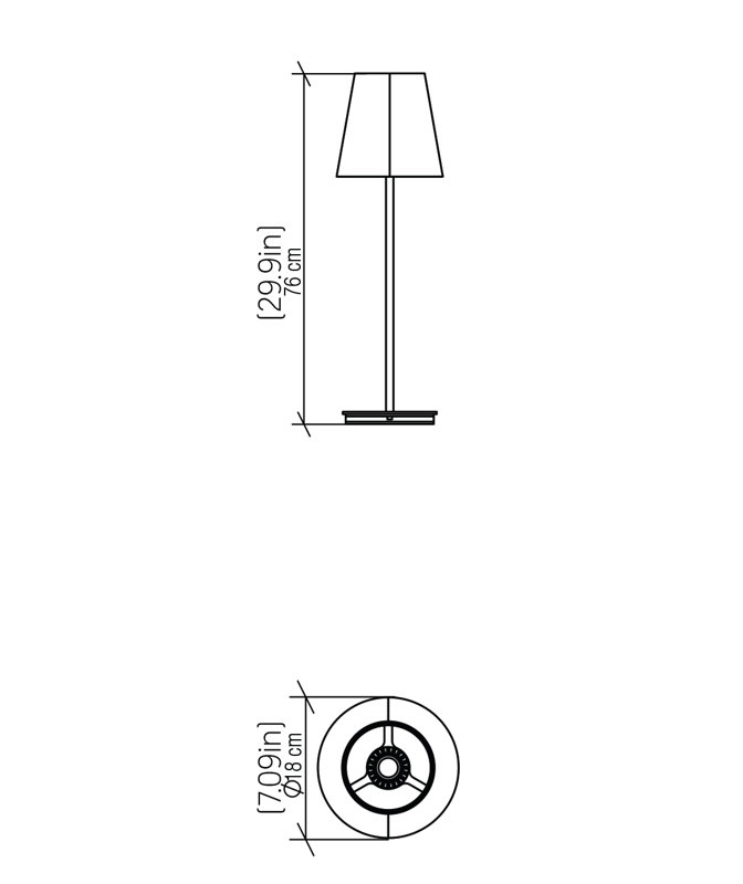 Conical Buffet Table Lamp, 29.9" H x 7.09" W x 7.09" D, Organic White
