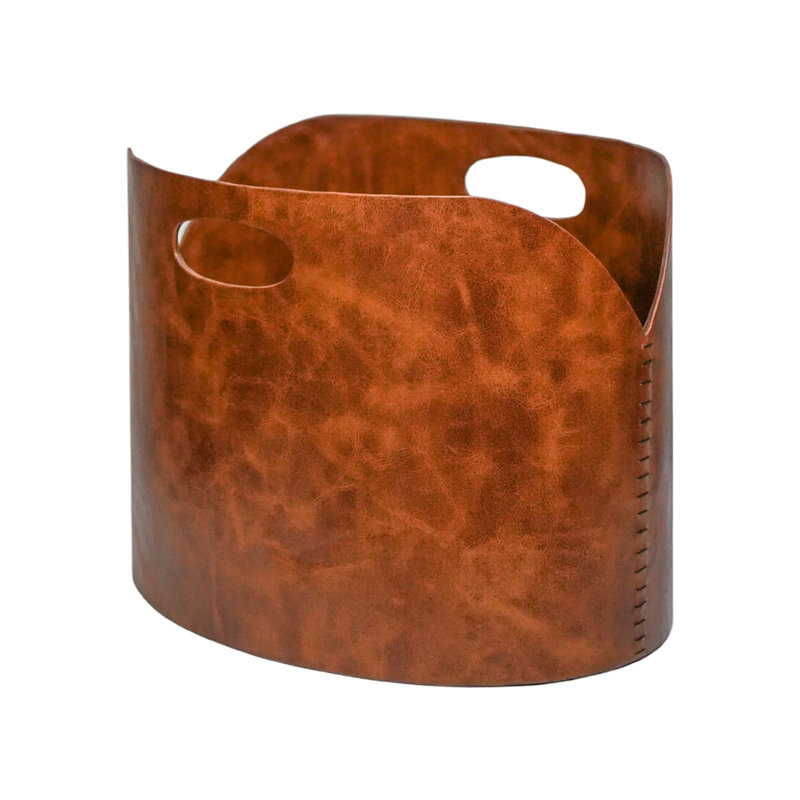 Tan Faux Leather Log Bucket H30cm W40cm