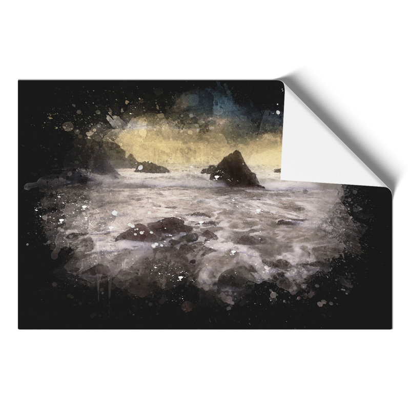 Beach and Rocks - Unframed Painting, 59cm H x 84cm W x 0.1cm D