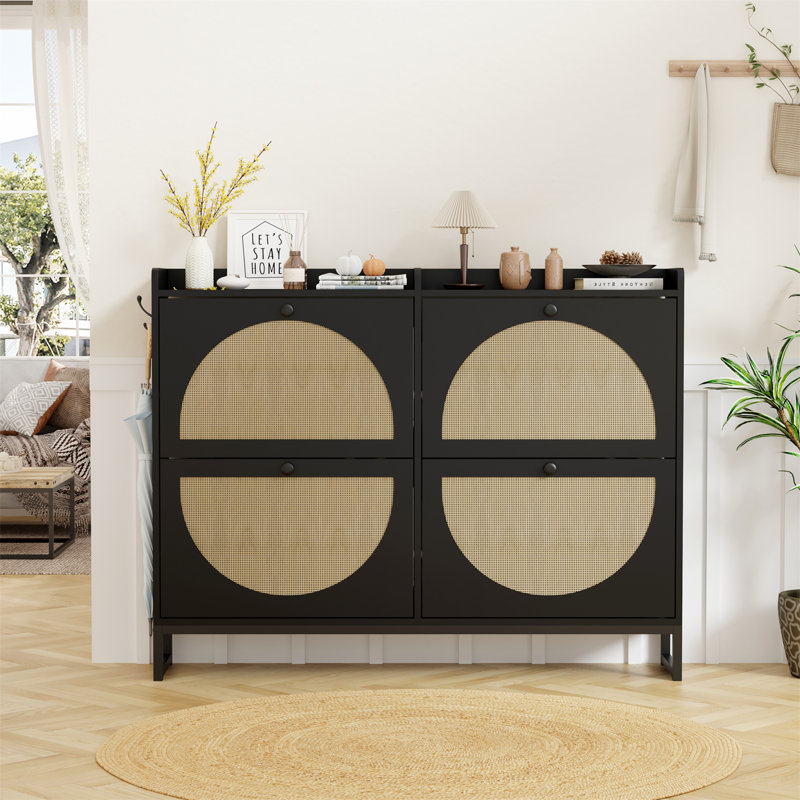 Flip Down Shoe Storage, Black, 93.5cm H x 120cm W x 23.5cm D