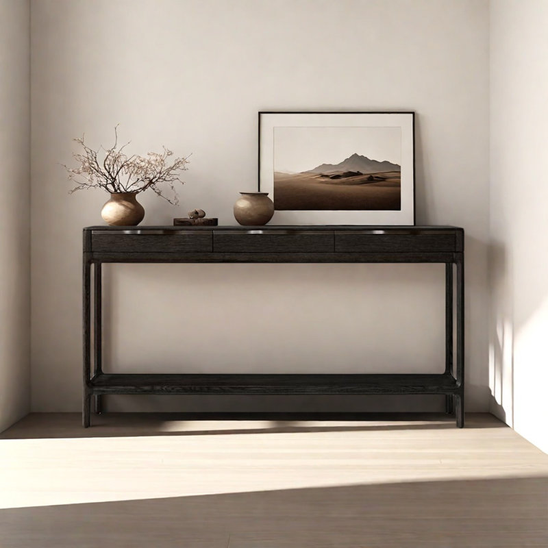 Console avec tiroirs, Noir