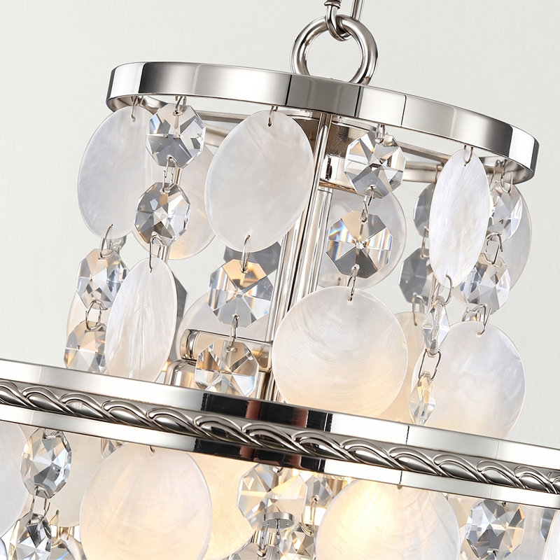 Luminaire suspendu en nickel poli naturel Capiz, 11 pouces