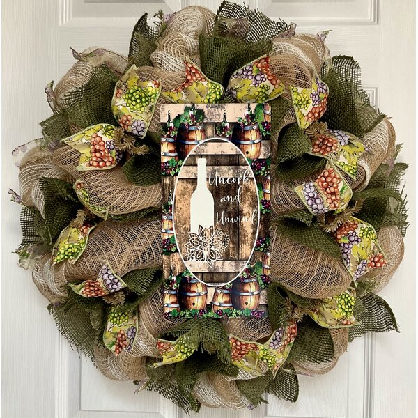 Door Wreath, Indoor Wreath, Grapes, Ribbon, Colorful, Wine Inspiration,  Wall Decor