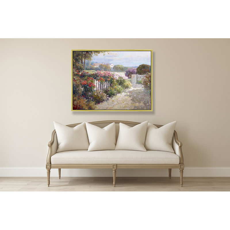 «Garden Stroll At Dawn», H 32 po x l 42 po, Doré