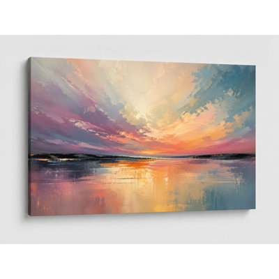 Large Abstract Colorful Sky Reflection Wall Art Modern   Canvas Painting for Living Room Bedroom Office Decor 24x36 Inch Canvas Print - Ready to hang