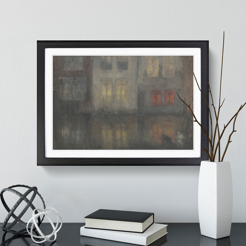 Nocturne Black and Red by James Mcneill Whistler - Picture Frame Painting, Black Framed, 36cm H x 48cm W x 2cm D