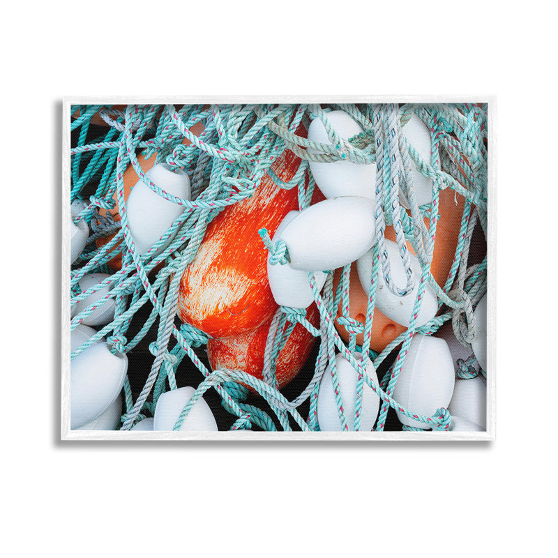 Bc-608_FG " Fishing Lines And Bobbers " by Richard Wong, 11" H x 14" W, Coastal White Framed Giclee
