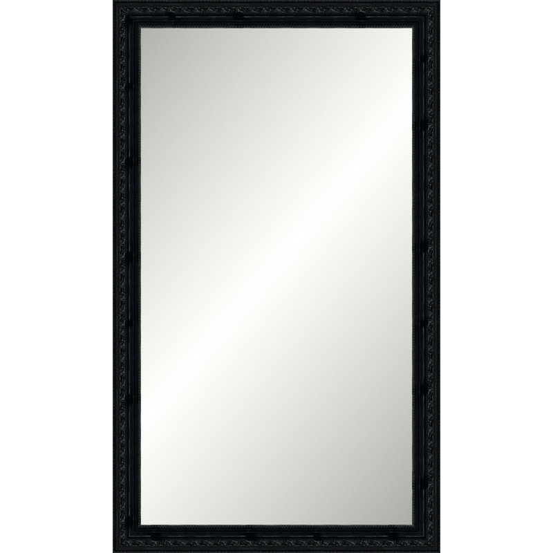 Glossy Black Gallery Mirror, Short Leaner
