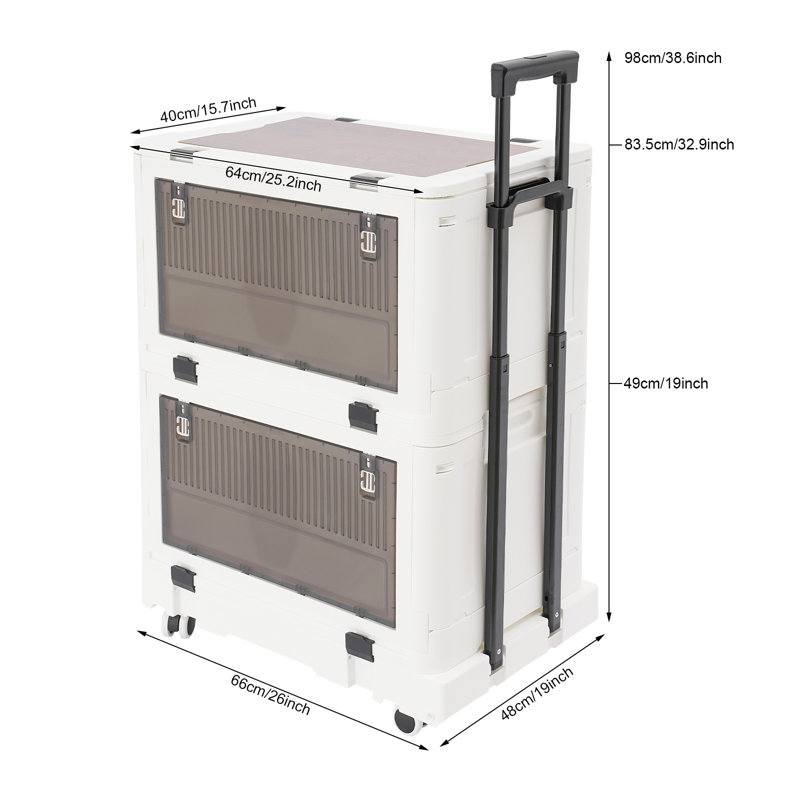 Foldable Cart With Two Storage Boxes, Gray
