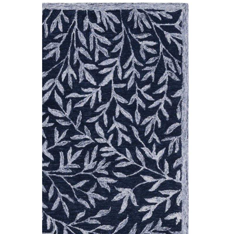 Tapis bleu marine / ivoire touffeté à la main Alduina, Rectangle 9 pi x 12 pi