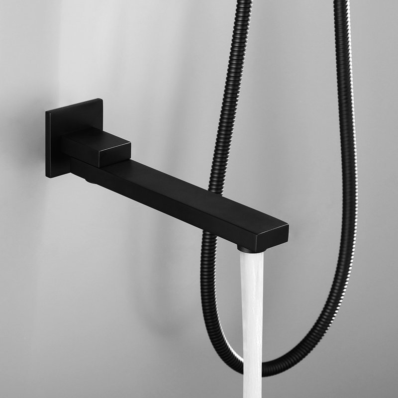 Mélangeur de douche pour salle de bain - Noir mat carré luxueux de 10 pouces avec système de buse autonettoyante fixé au mur pour un nettoyage facile